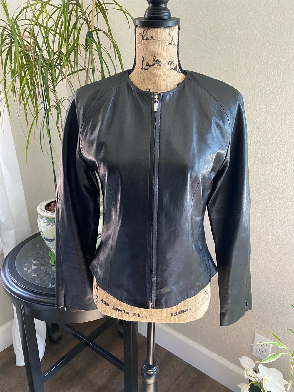 INC Leather Zip-Front Jacket